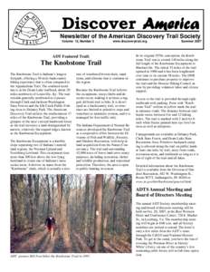 Discover America Newsletter of the American Discovery Trail Society Volume 12, Number 2 www.discoverytrail.org