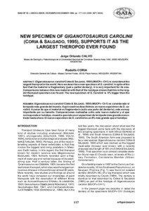 GAIA Nº 15, LISBOA/LISBON, DEZEMBRO/DECEMBER 1998, pp[removed]ISSN: [removed]NEW SPECIMEN OF GIGANOTOSAURUS CAROLINII