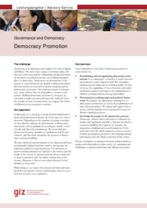 Leistungsangebot | Advisory Service  Governance and Democracy Democracy Promotion