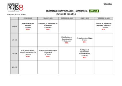 Département de Science Politique 9h-12h