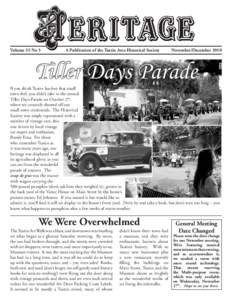 Volume 35 No 5	  A Publication of the Tustin Area Historical Society November/December 2010