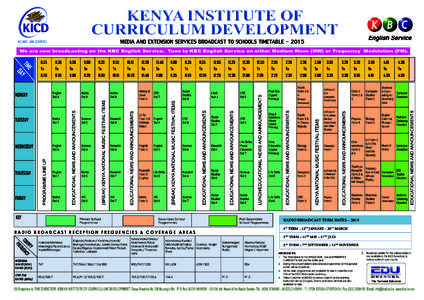 KENYA INSTITUTE OF CURRICULUM DEVELOPMENT MEDIA AND EXTENSION SERVICES BROADCAST TO SCHOOLS TIMETABLE[removed]ISO 9001 : 2008 CERTIFIED