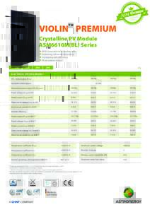 VIOLIN PREMIUM TM Crystalline PV Module ASM6610M(BL) Series With innovational 4-busbar cells
