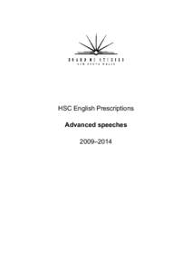 HSC English Prescriptions Advanced speeches 2009–2014