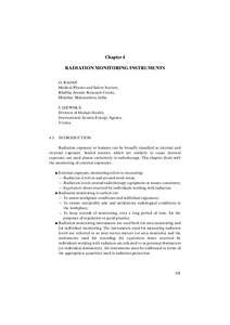 Chapter 4 RADIATION MONITORING INSTRUMENTS G. RAJAN Medical Physics and Safety Section, Bhabha Atomic Research Centre, Mumbai, Maharashtra, India