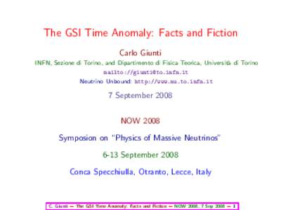 The GSI Time Anomaly: Facts and Fictioneserved@d = *@let@token