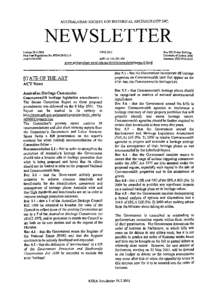 AUSTRALASIAN SOCIElY FOR lllSTORICAL ARCHAEOLOGY INC.  NEWSLETTER Volume[removed]Print Post Regulations No: PP243[removed]lSSN[removed]