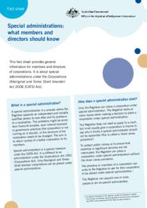 Fact sheet  Special administrations: what members and directors should know