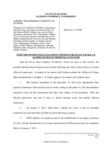 STATE OF ILLINOIS ILLINOIS COMMERCE COMMISSION AMEREN TRANSMISSION COMPANY OF ILLINOIS Petition for a Certificate of Public Convenience and Necessity, pursuant to Section[removed]of