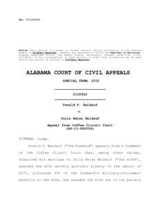 REL: Notice: This opinion is subject to formal revision before publication in the advance sheets of Southern Reporter. Readers are requested to notify the Reporter of Decisions, Alabama Appellate Courts, 300 