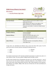 AGWA Process Efficiency Case Study 5 Wine Industry  Cross flow filtration (high solids)