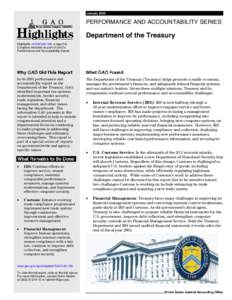 GAO[removed]Highlights, Major Management Challenges and Program Risks: Department of the Treasury