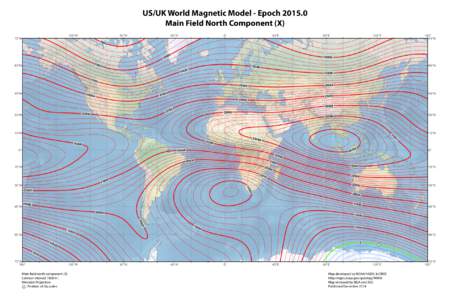 US/UK World Magnetic Model - Epoch[removed]Main Field North Component (X) 135°W 70°N