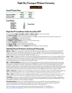 Night Sky Viewing at Widener University October 2014 Sunset & Sunrise Times Sunset  Sunrise