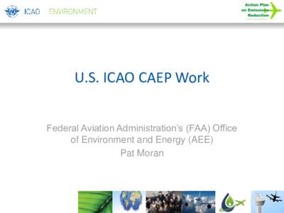 U.S. ICAO CAEP Work Federal Aviation Administration’s (FAA) Office of Environment and Energy (AEE) Pat Moran  Given the international and interconnected nature of