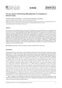 Two new species of shrub frogs (Rhacophoridae: Pseudophilautus) from Sri Lanka