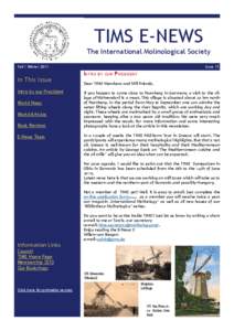 TIMS E-NEWS  The International Molinological Society Fall/ Winter[removed]In This Issue