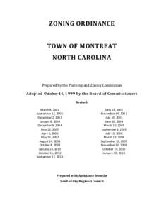 ZONING ORDINANCE TOWN OF MONTREAT NORTH CAROLINA Prepared by the Planning and Zoning Commission