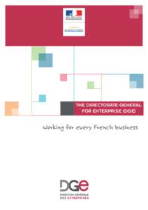 THE DIRECTORATE-GENERAL FOR ENTERPRISE (DGE) Working for every French business  KEY FIGURES 2014