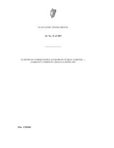 STATUTORY INSTRUMENTS.  S.I. No. 21 of 2007 ————————