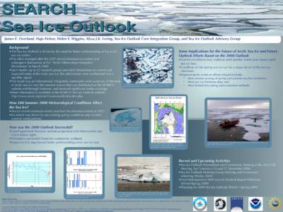 SEARCH Sea Ice Outlook James E. Overland, Hajo Eicken, Helen V. Wiggins, Alysa J.K. Loring, Sea Ice Outlook Core Integration Group, and Sea Ice Outlook Advisory Group Background  •	The Sea Ice Outlook is driven by the 