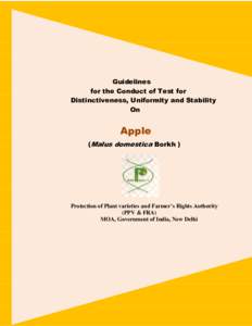 Guidelines for the Conduct of Test for Distinctiveness, Uniformity and Stability On  Apple