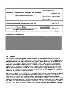 Document Number:  Office of Compensation Analysis and Support OCAS-TIB-OO7 Technical Information Bulletin