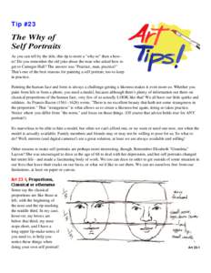 Tip #23  The Why of Self Portraits As you can tell by the title, this tip is more a 