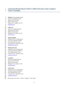 Object recognition / Artificial intelligence / Vehicle registration plate / Collision detection / Transport engineering / Computer vision / Traffic conflict