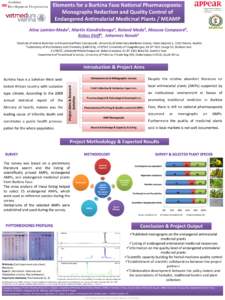 Elements for a Burkina Faso National Pharmacopoeia: Monographs Redaction and Quality Control of Endangered Antimalarial Medicinal Plants / MEAMP Aline 1