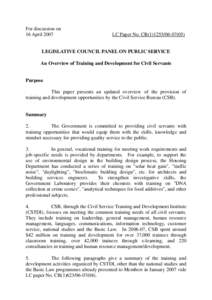 For discussion on 16 April 2007 LC Paper No. CB[removed])  LEGISLATIVE COUNCIL PANEL ON PUBLIC SERVICE