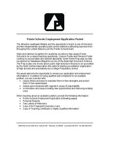 Pointe Schools Employment Application Packet The attractive southwest lifestyle and the opportunity to teach in one of Arizona’s premier independently operated public school districts is attracting teachers from throug