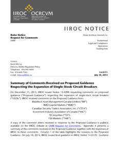 Summary of Comments Received on Proposed Guidance Respecting the Expansion of Single-Stock Circuit Breakers