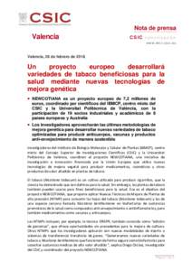 Nota de prensa  Valencia CSIC comunicación ww w. d ic v. c s ic . es