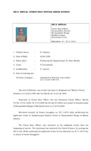 SRI D. SHIVLAL, FOREST BEAT OFFICER, MEDAK DIVISION  SRI D. SHIVLAL Forest Beat Officer Narayankhed Section Narayankhed Range