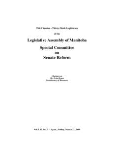 The Legislative Assembly of Manitoba Debates and Proceedings