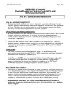 Student Guidelines  Page 1 of 12 UNIVERSITY AT ALBANY GRADUATE ASSISTANTSHIPS, FELLOWSHIPS, AND