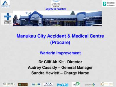 Safety in Practice  Manukau City Accident & Medical Centre (Procare) Warfarin Improvement Dr Cliff Ah Kit - Director