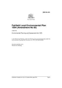 2006 No 624  New South Wales Fairfield Local Environmental Plan[removed]Amendment No 85)