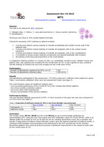 Assessment RunWT1 Recommended WT1 protocols  Recommended WT1 control tissue