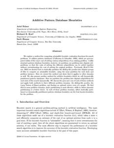 Journal of Arti cial Intelligence Research[removed]318  Submitted 04/04
 published[removed]Additive Pattern Database Heuristics Ariel Felner