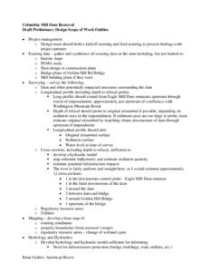 Columbia Mill Dam Removal Draft Preliminary Design Scope of Work Outline    