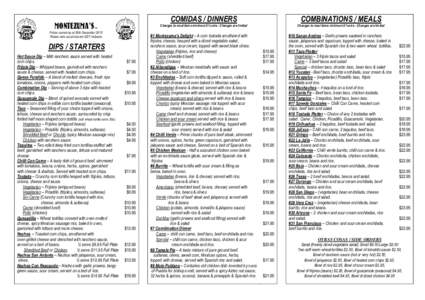 MONTEZUMA’S  TM Prices current as at 26th December 2012 Please note our prices are GST inclusive