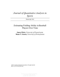 Journal of Quantitative Analysis in Sports Manuscript 1463 Estimating Fielding Ability in Baseball Players Over Time