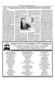 Amityville Record Centennial Edition, May 19, 2004 • 6  Two generations at helm of Amityville Record for a half century by William T. Lauder 	 In this centennial year of The Amityville Record’s existence, it is most 
