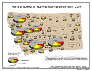 Montana: Number of Private Business Establishments*, 2009 Lincoln Glacier  Toole