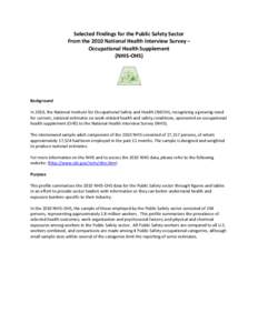 Selected Findings for the Public Safety Sector From the 2010 National Health Interview Survey – Occupational Health Supplement (NHIS-OHS)