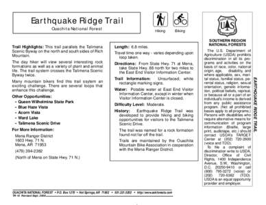 Earthquake Ridge Trail Ouachita National Forest Hiking  Biking