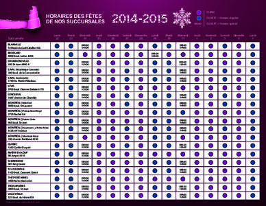 HORAIRES DES FÊTES DE NOS SUCCURSALES Succursale BLAINVILLE 519 boul. du Curé-Labelle #100