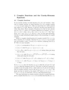 2  Complex Functions and the Cauchy-Riemann